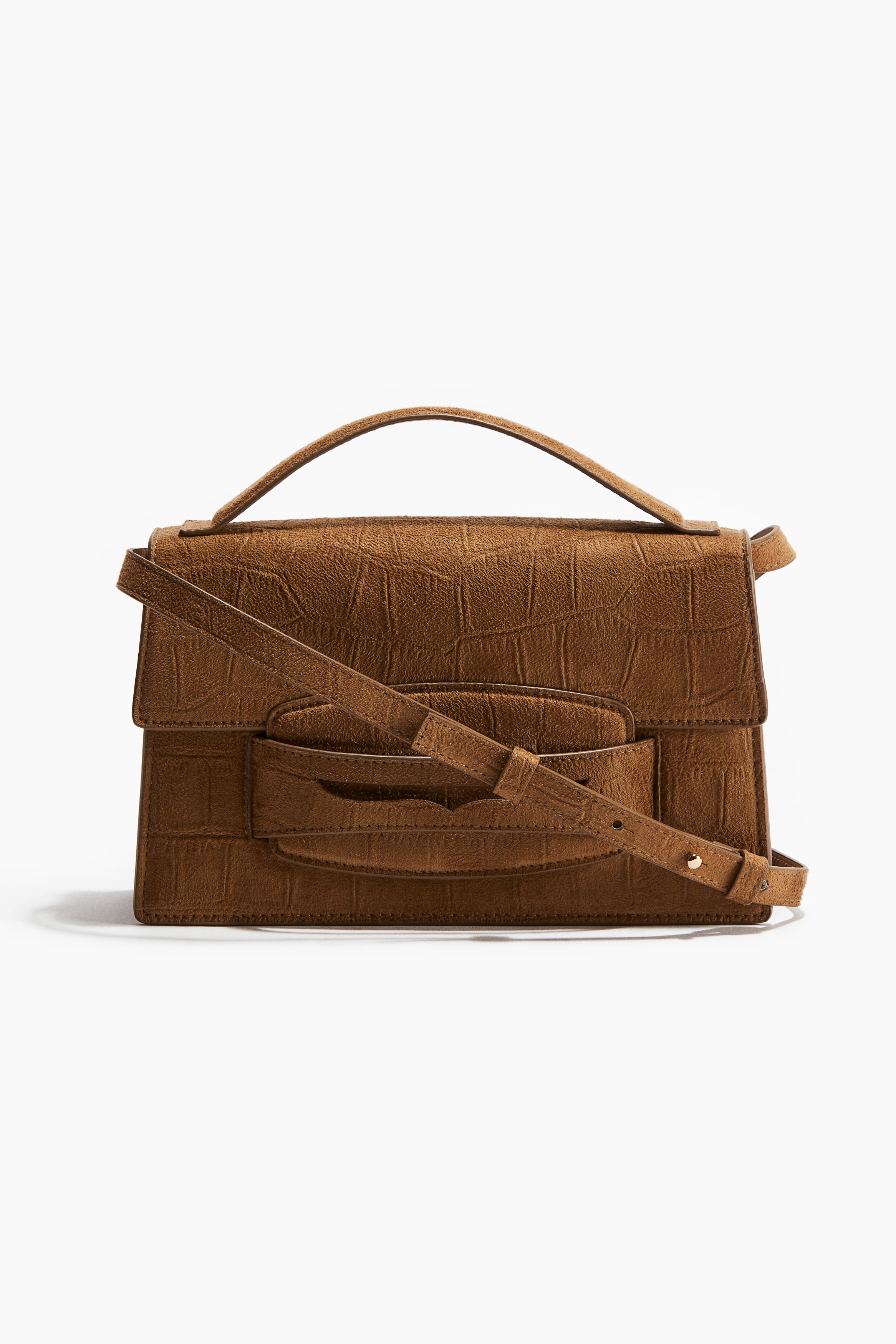 Χιαστί τσάντα - Καφέ/κροκό μοτίβο/Σκούρο καφέ