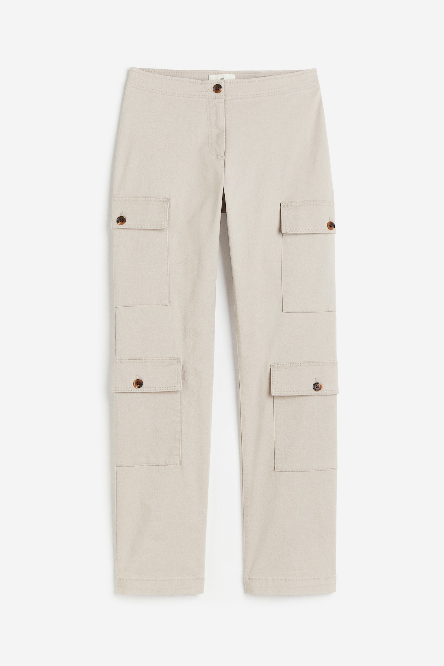 Cotton twill cargo trousers - Light beige/Khaki green/Black - 1