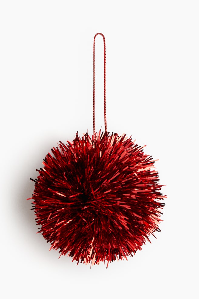 Juldekoration med pompom - Röd/Grön/Silver - 1
