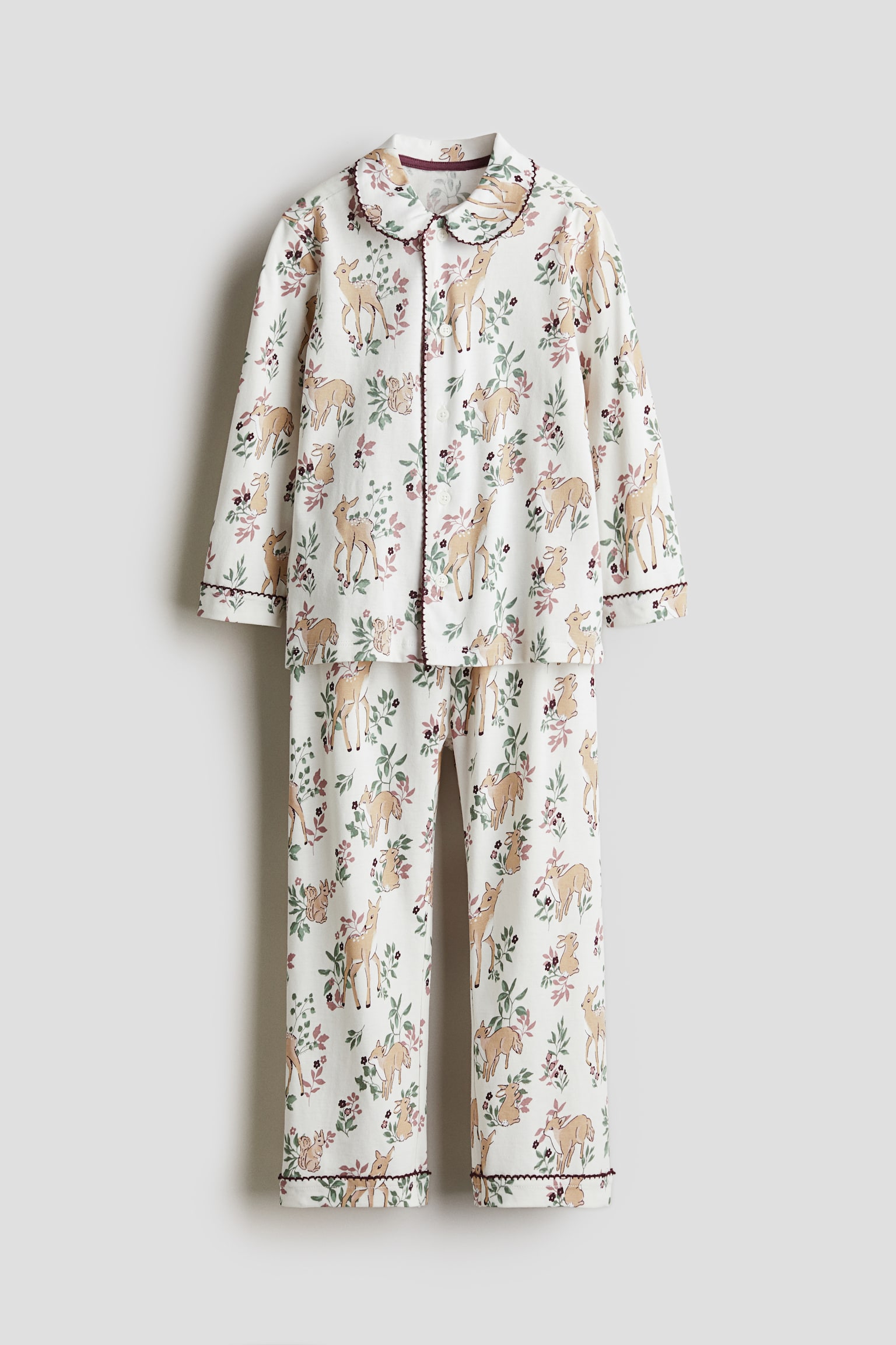 Printed cotton pyjamas - White/Reindeer/White/Hearts - 1