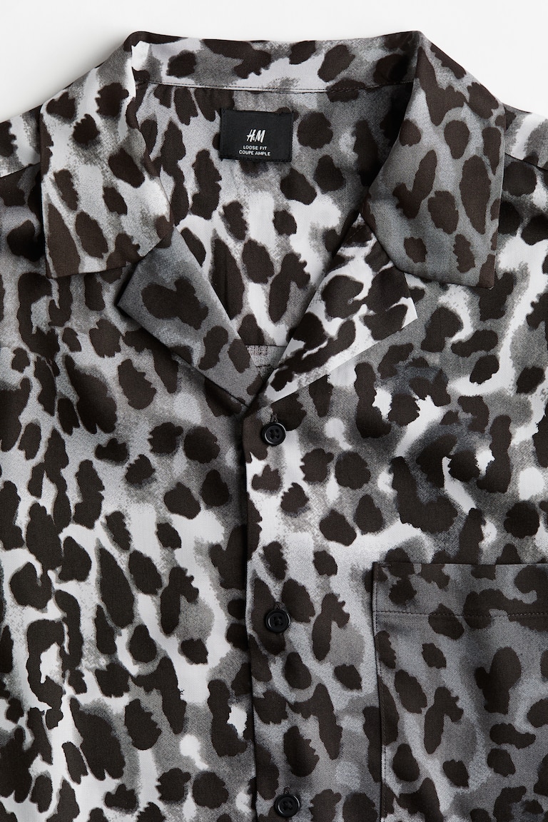 Animal Print Camisa Leopardo Hombre H&m Camisa De Satén Blanco