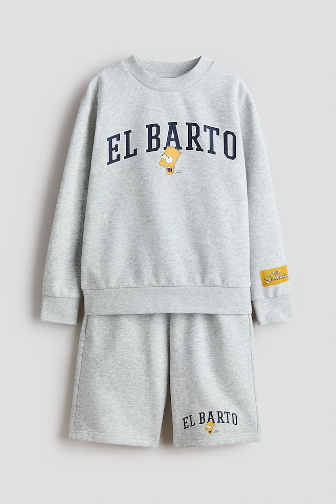 2-piece printed sweatshirt set - Light grey marl/The Simpsons - 1