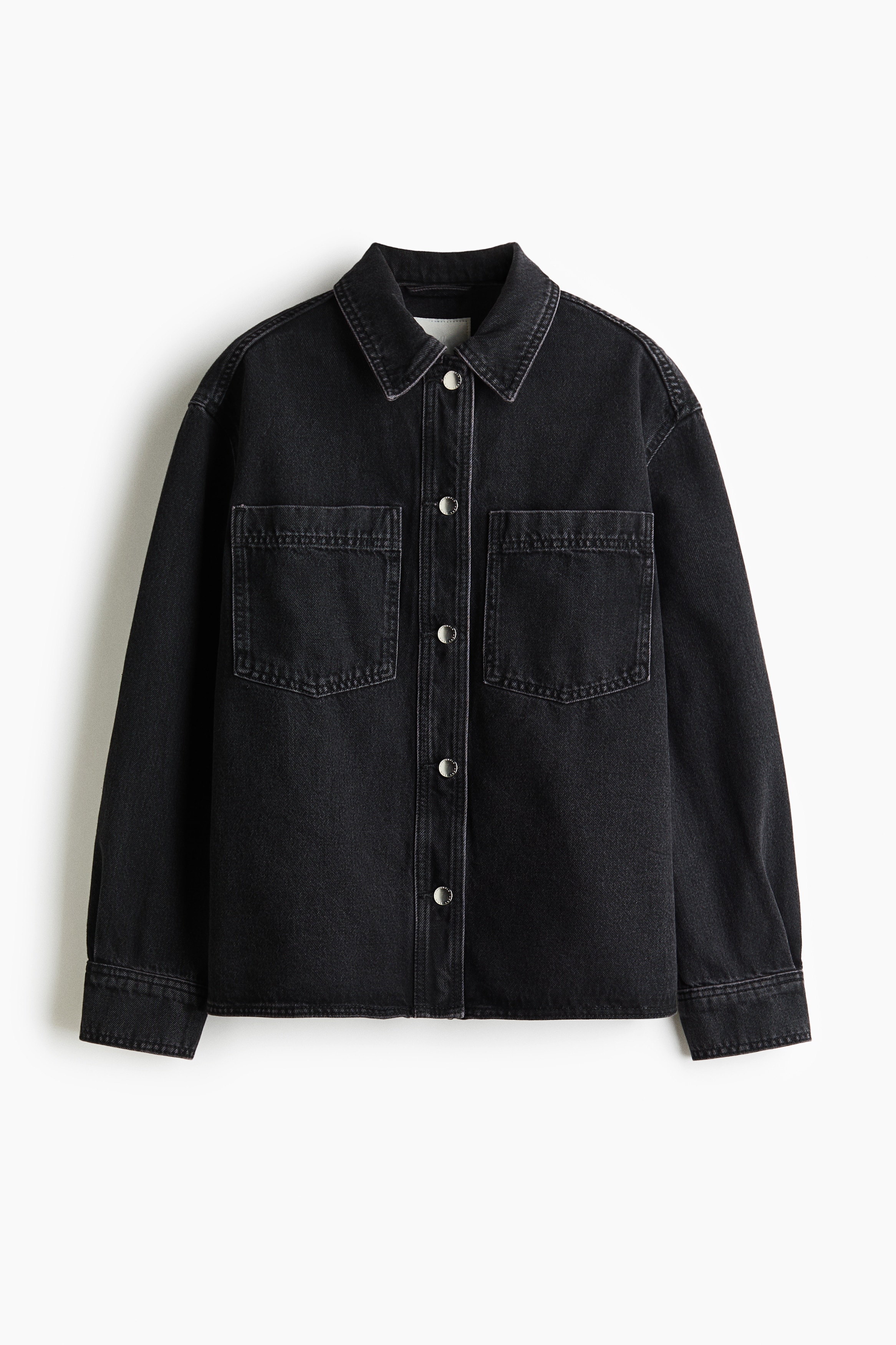 Cotton Denim Overshirt - Denim black/Dusty brown/snakeskin pattern