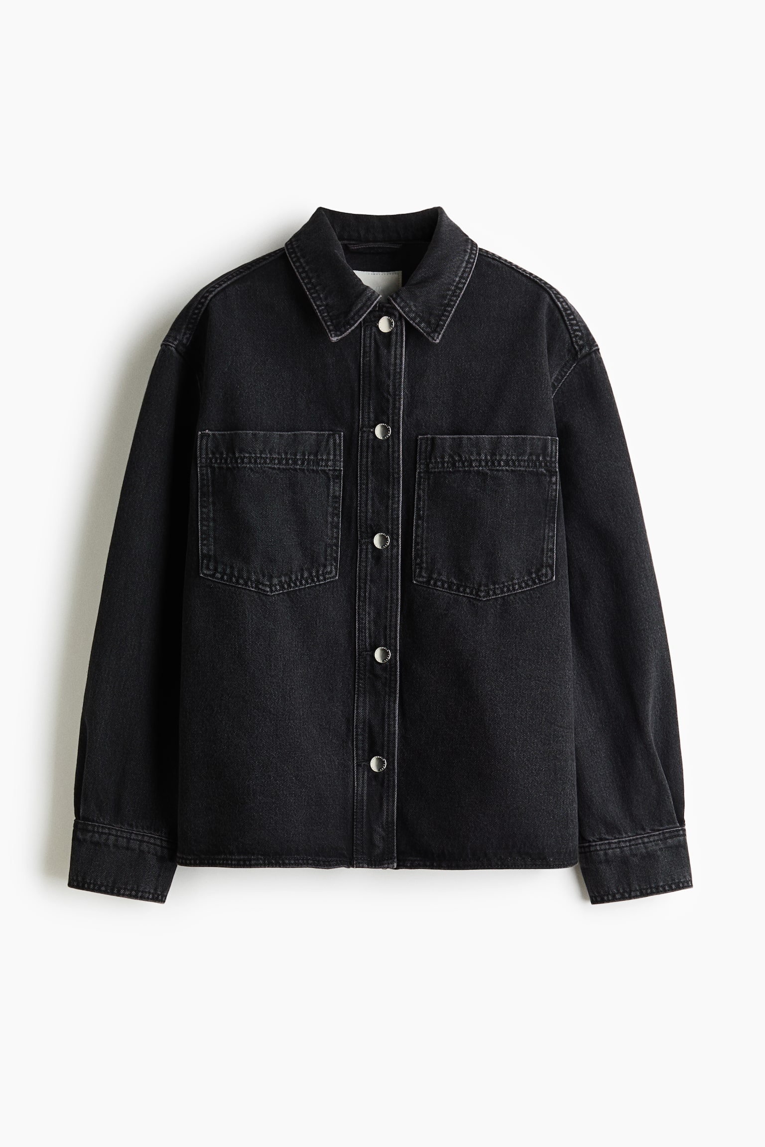 Overshirt in denim di cotone - Nero denim/Marrone polvere/pitonato - 1