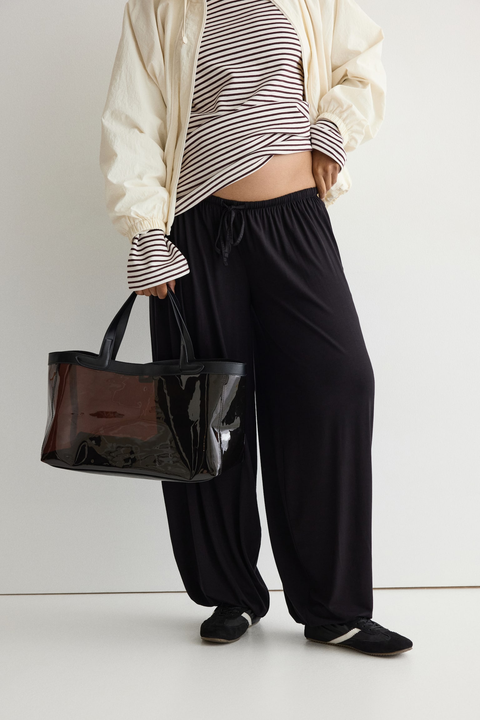 Женские брюки H&M Mama Balloon-Leg with Drawstring, цвет: Чёрный — фото 2