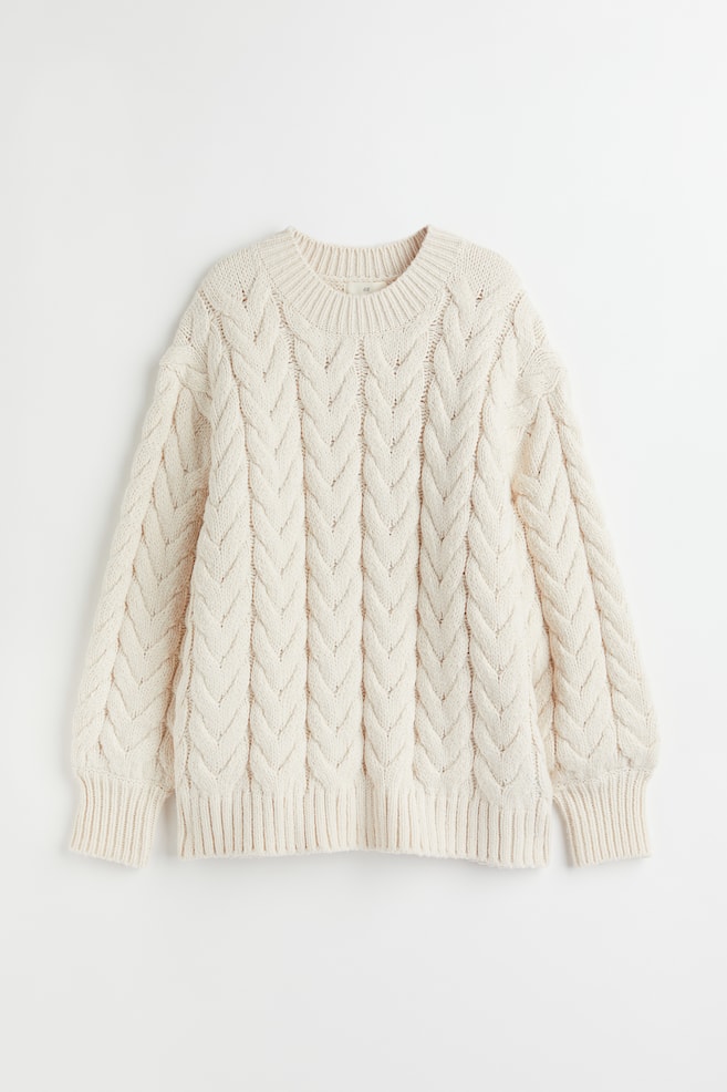 Cable-knit jumper - Cream/Blue - 2