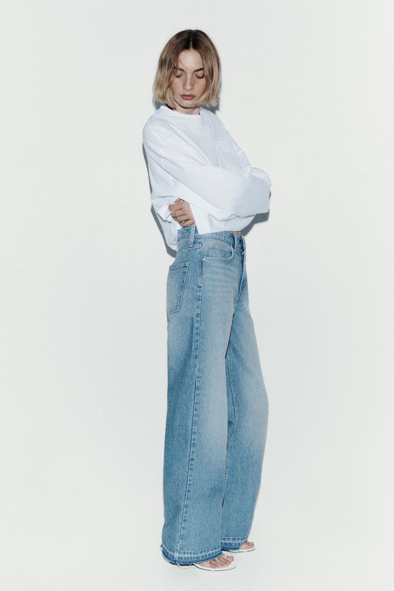 ワイドハイウエストデニム - ライトデニムブルー - レディース | H&M JP