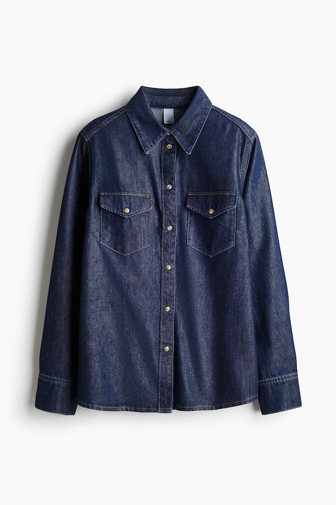 Denim shirt - Dark denim blue/Black/Light denim blue/Light denim blue/Denim blue/White - 1