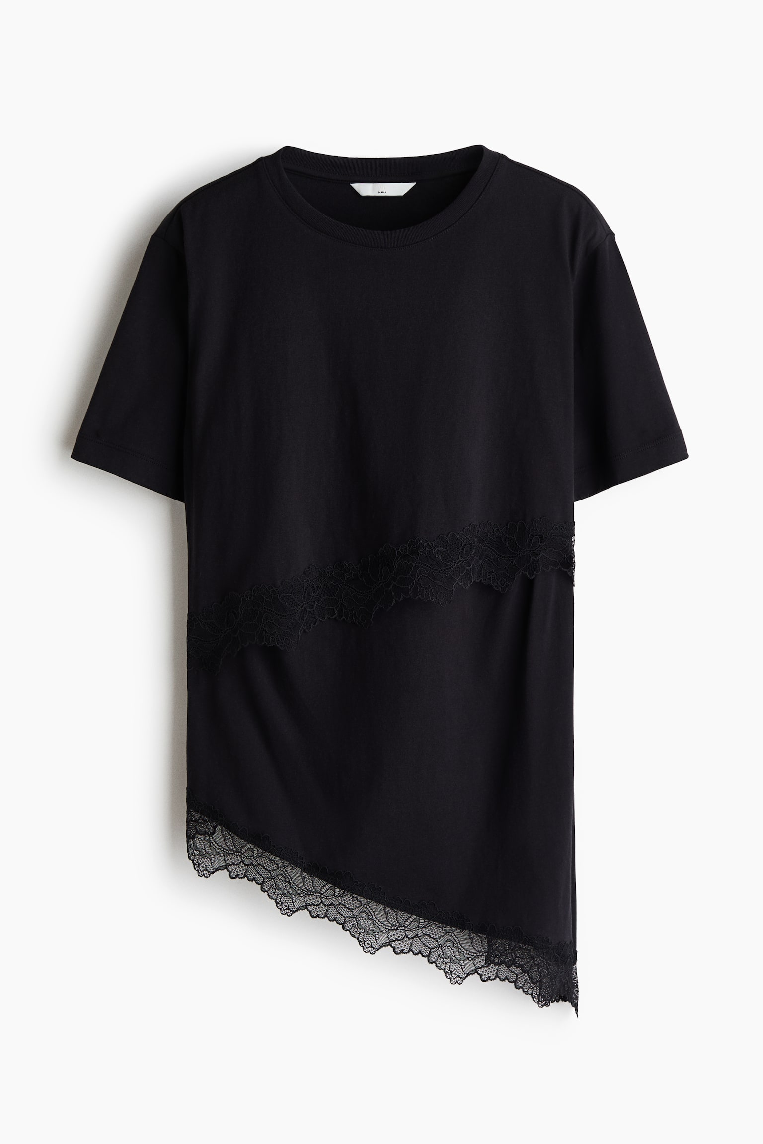 MAMA Lace-Trimmed Nursing T-Shirt - Black - 1
