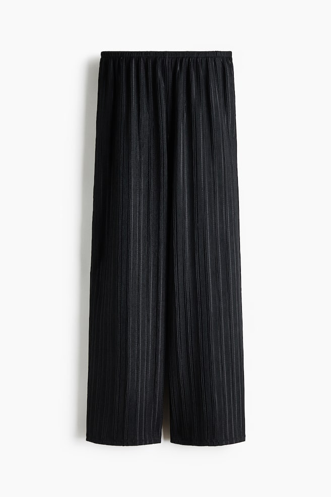 Crinkled pull-on trousers - Black/Dark brown/Cream - 1