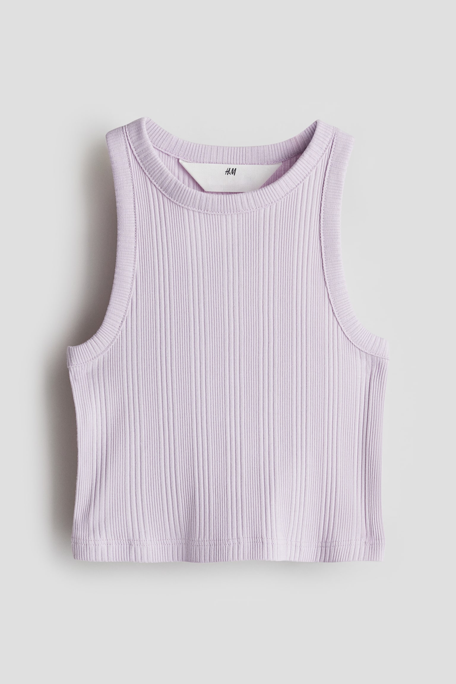 Ribbed vest top - Light dusty purple/Light grey marl/Light pink - 1