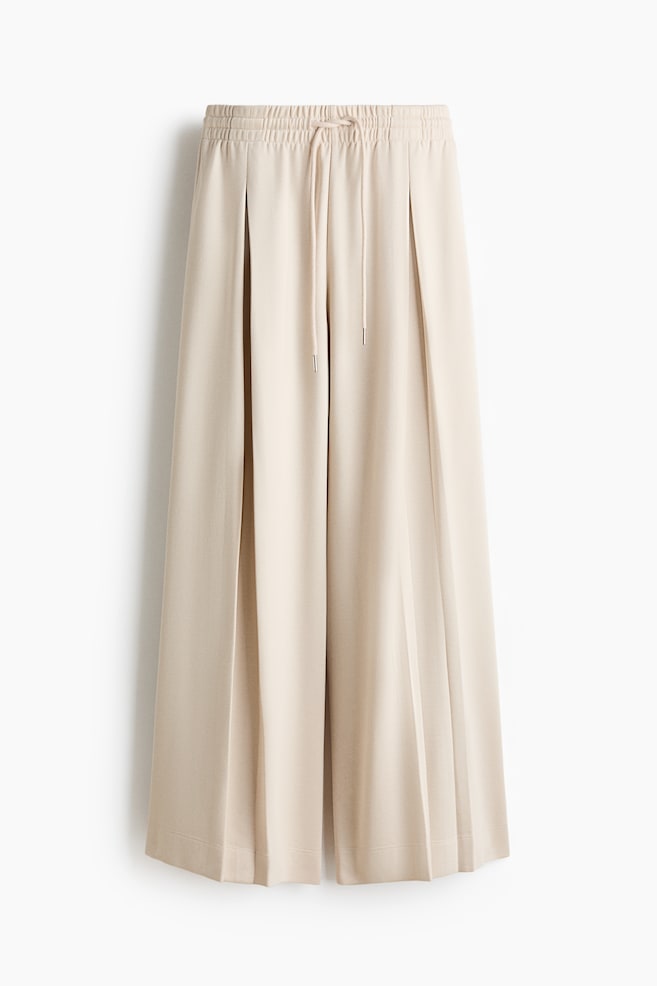 Pantalón con cordón de ajuste y pliegue decorativo - Beige claro/Negro/Violeta oscuro/Azul marino/Beige oscuro/Rojo oscuro - 1
