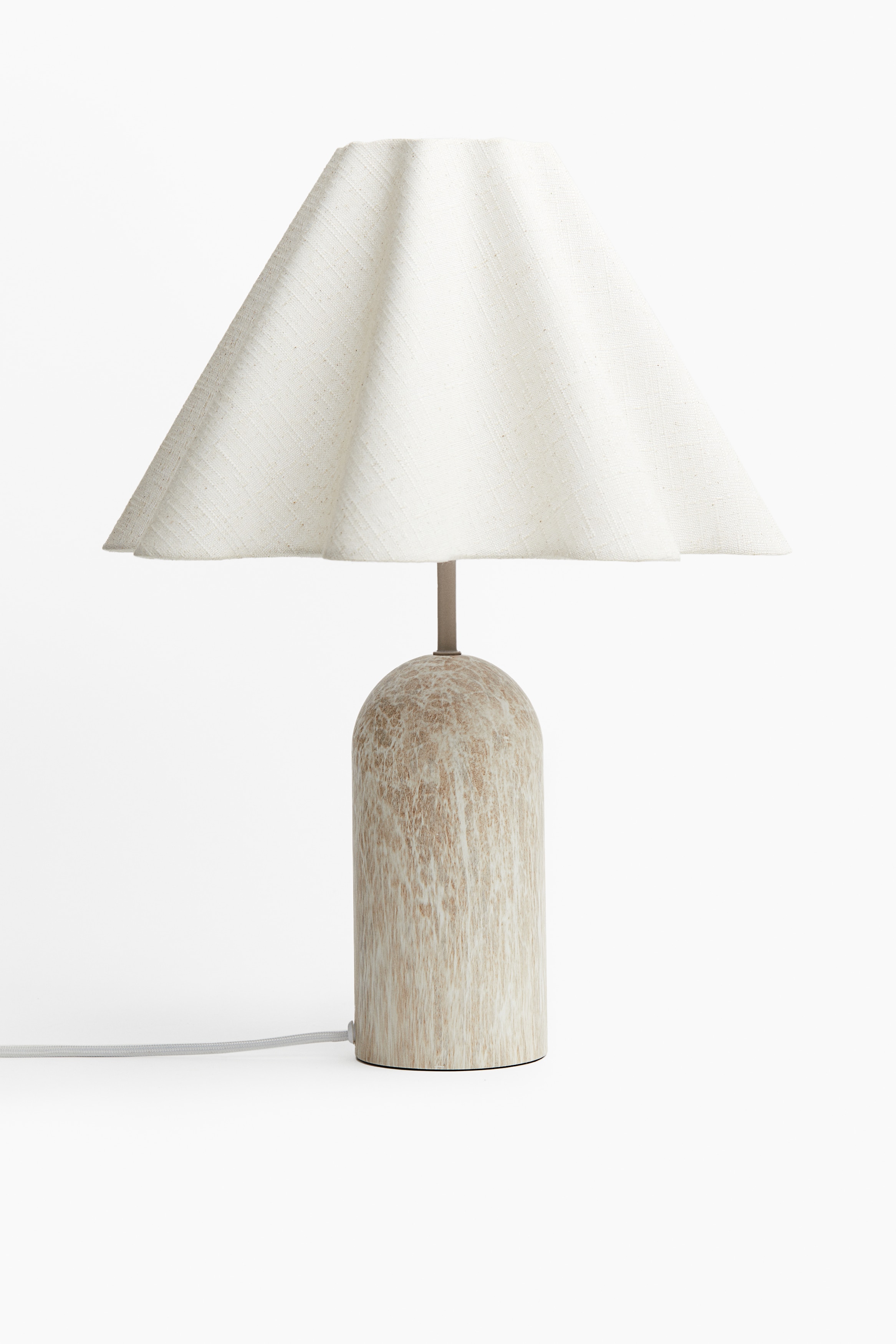 Lampe de table en lin mélangé - Blanc/marbré