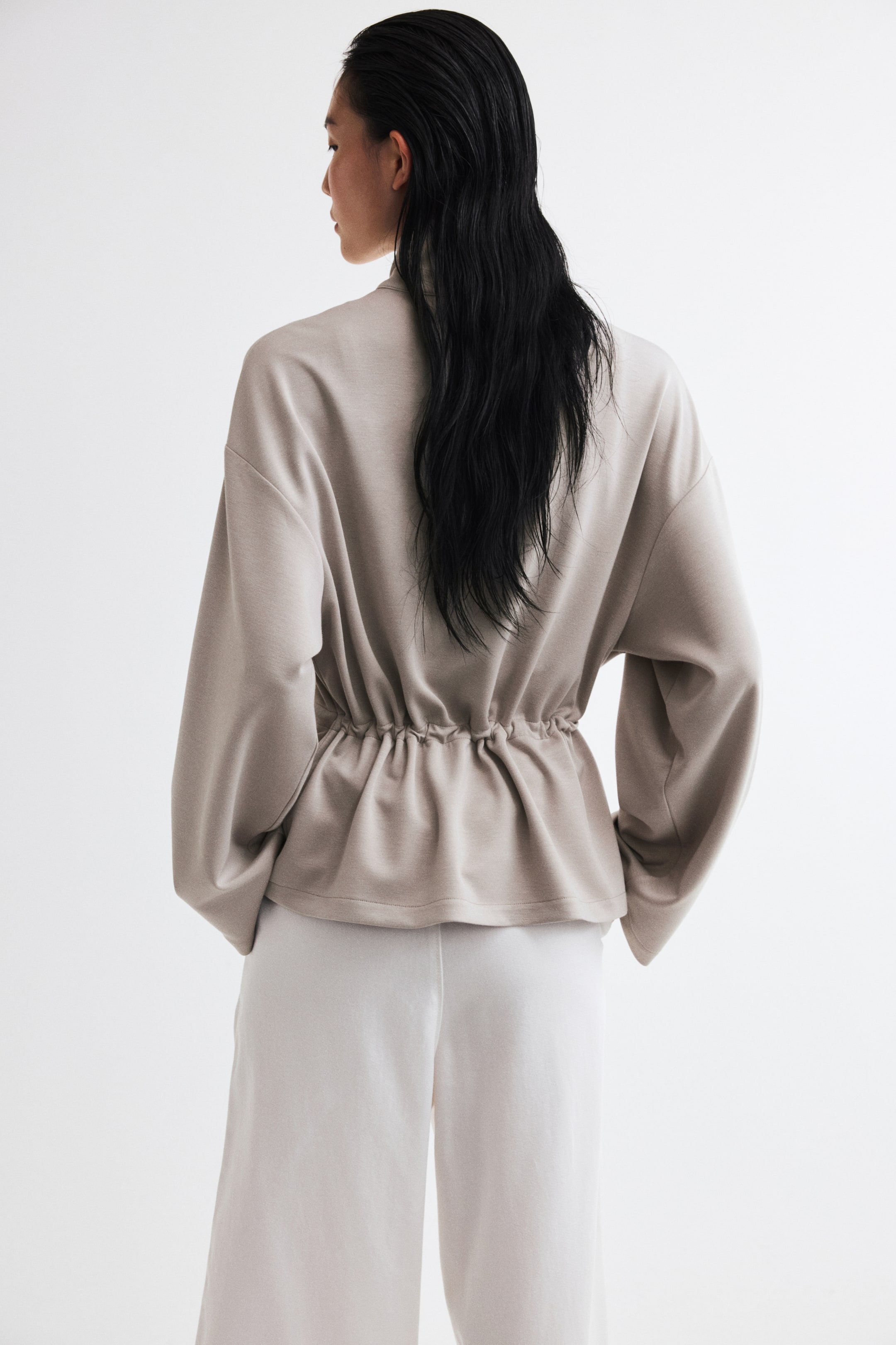 Drawstring-Detail Sweatshirt Jacket