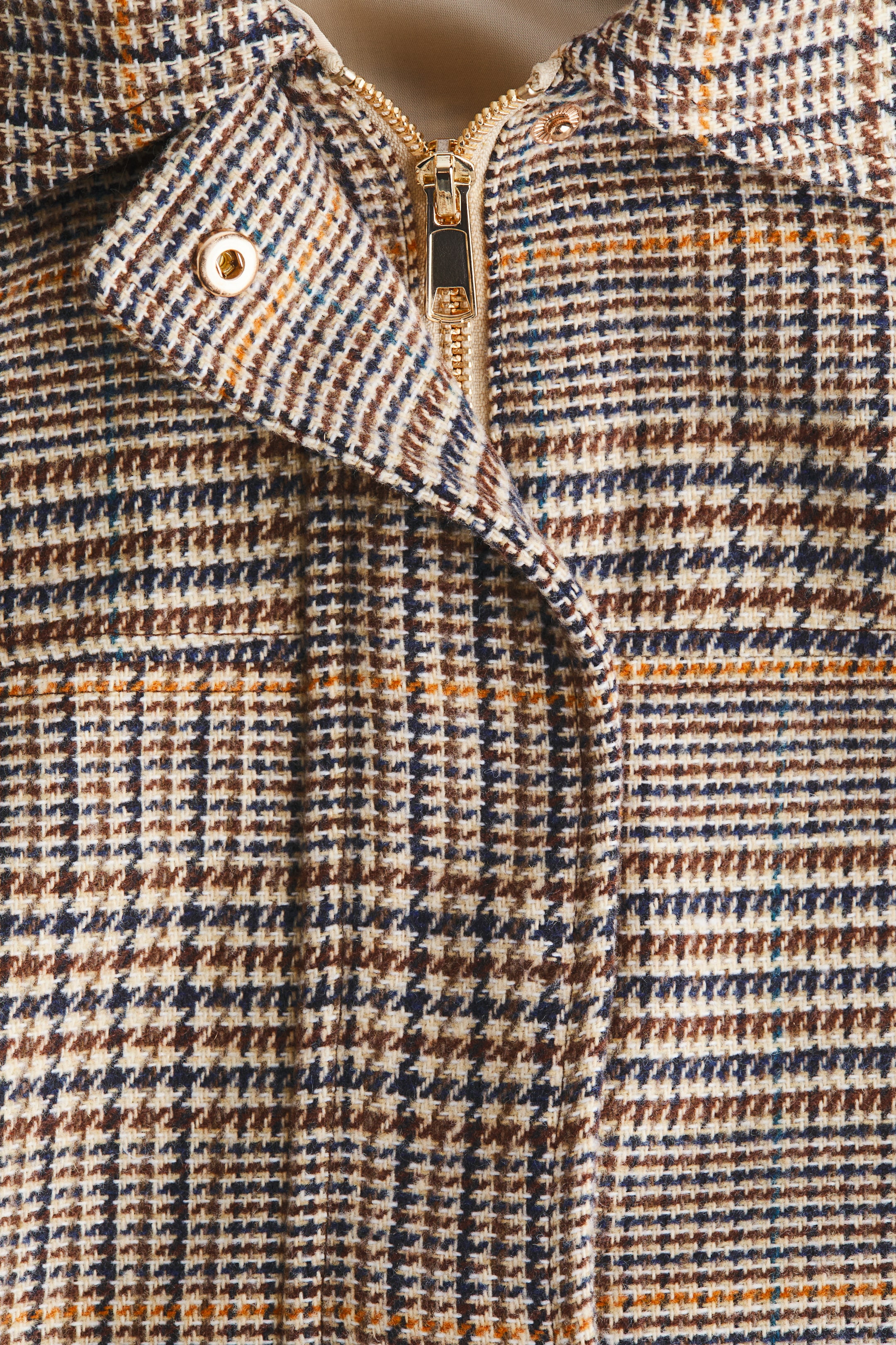 View larger image: Collared bomber jacket - Light beige/Checked - Ladies | H&M IN 6