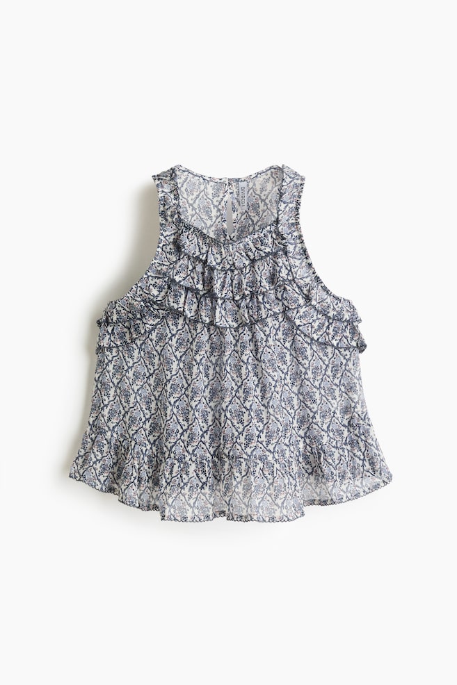 Ruffle-Trimmed Top - Cream/floral - 1