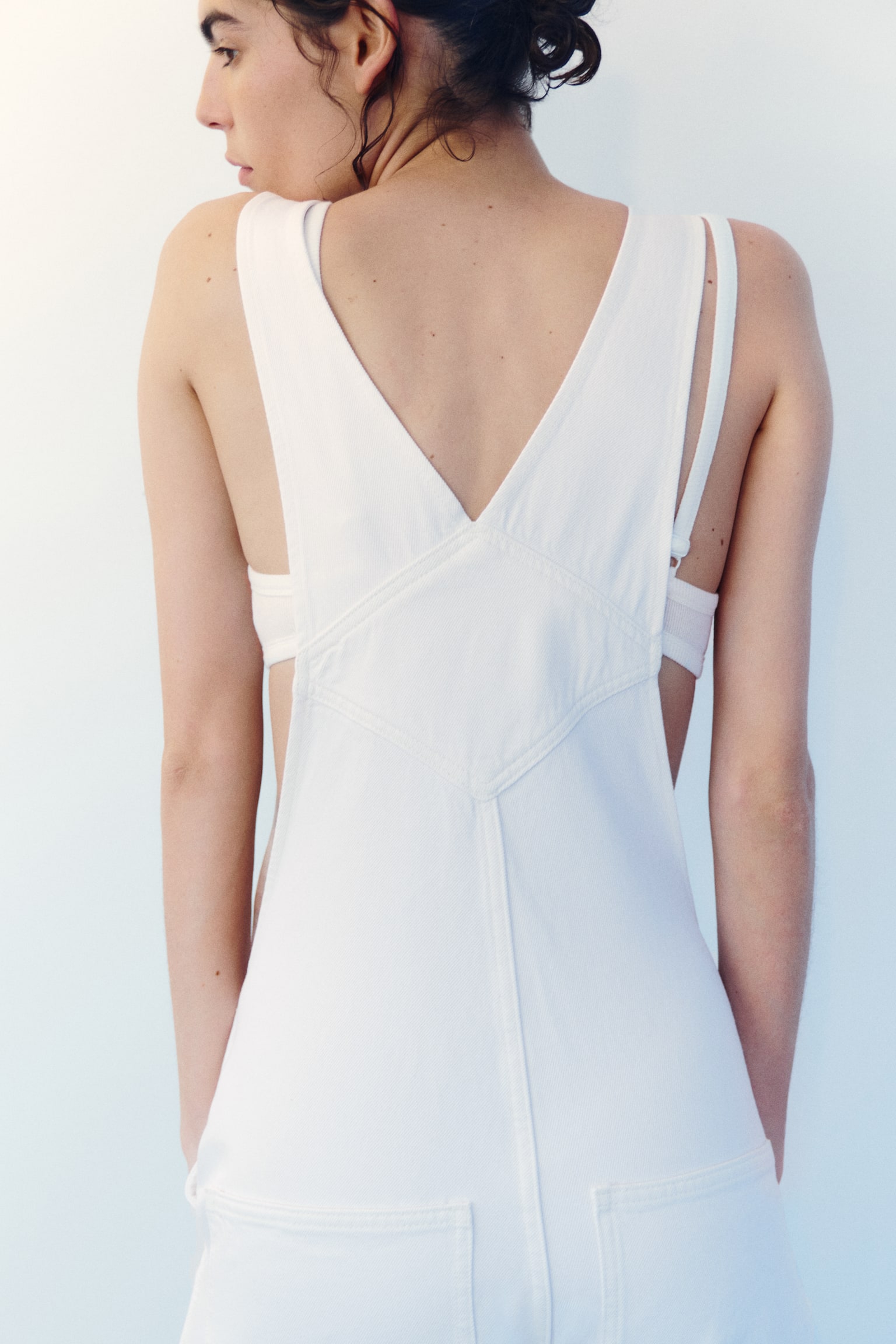 Cotton denim dungarees - White/Light denim blue - 7