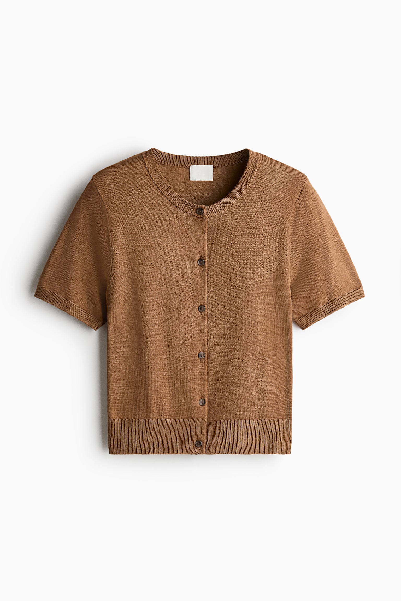Short-Sleeved Cardigan - Dark beige/Red