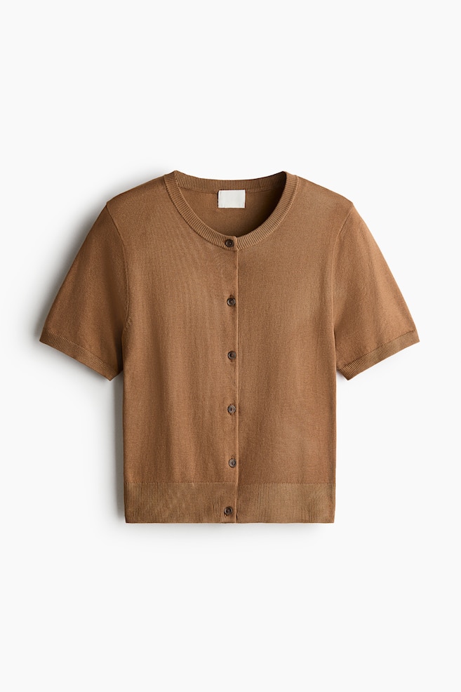 Short-sleeved cardigan - Dark beige/Cream/Light yellow/Light pink - 1