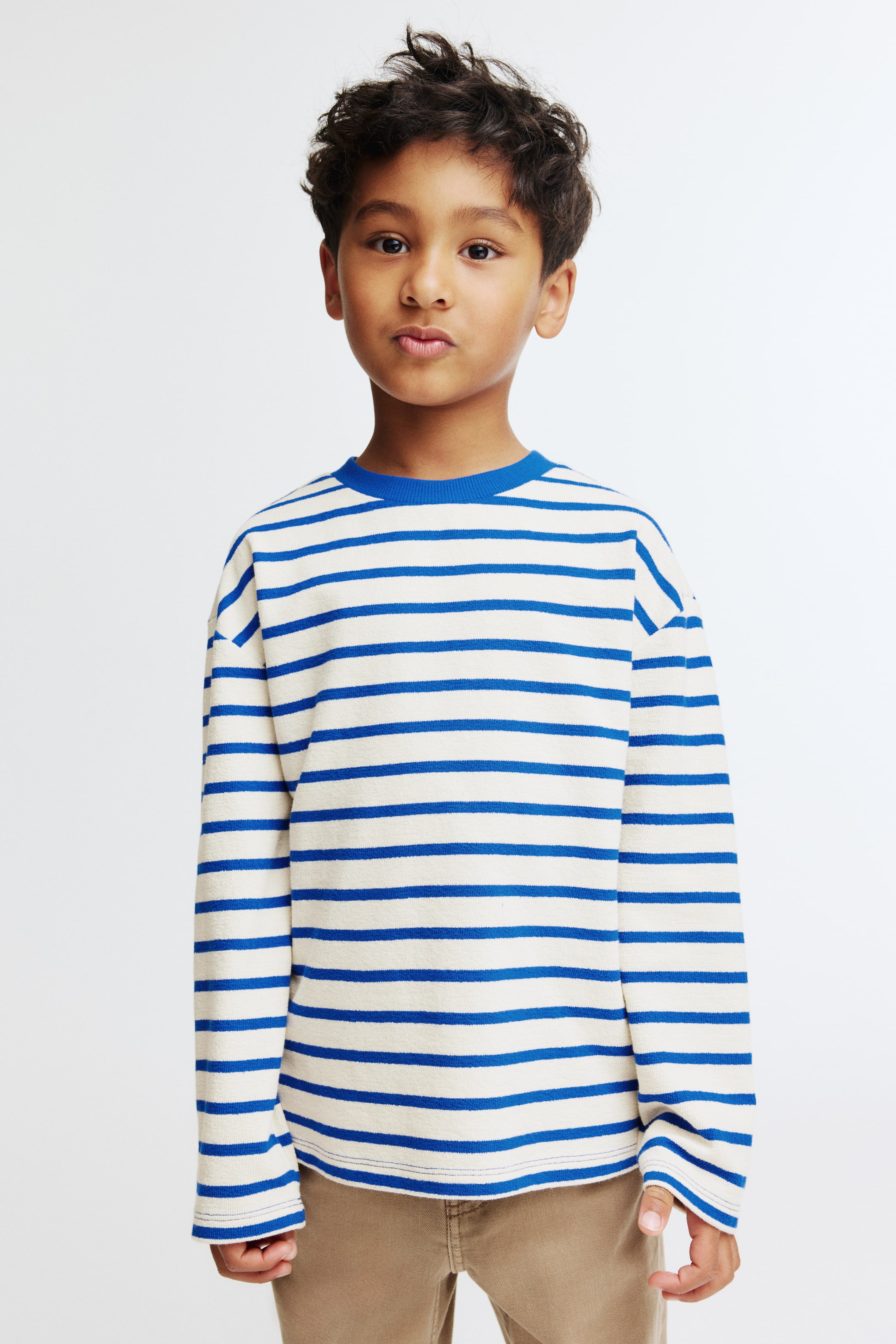 Ampliar la imagen: Playera de manga larga - Blanco/Franjas azules - Kids | H&M MX 1