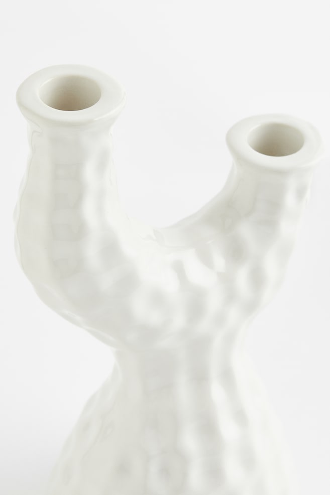 Stoneware candlestick - White - 4