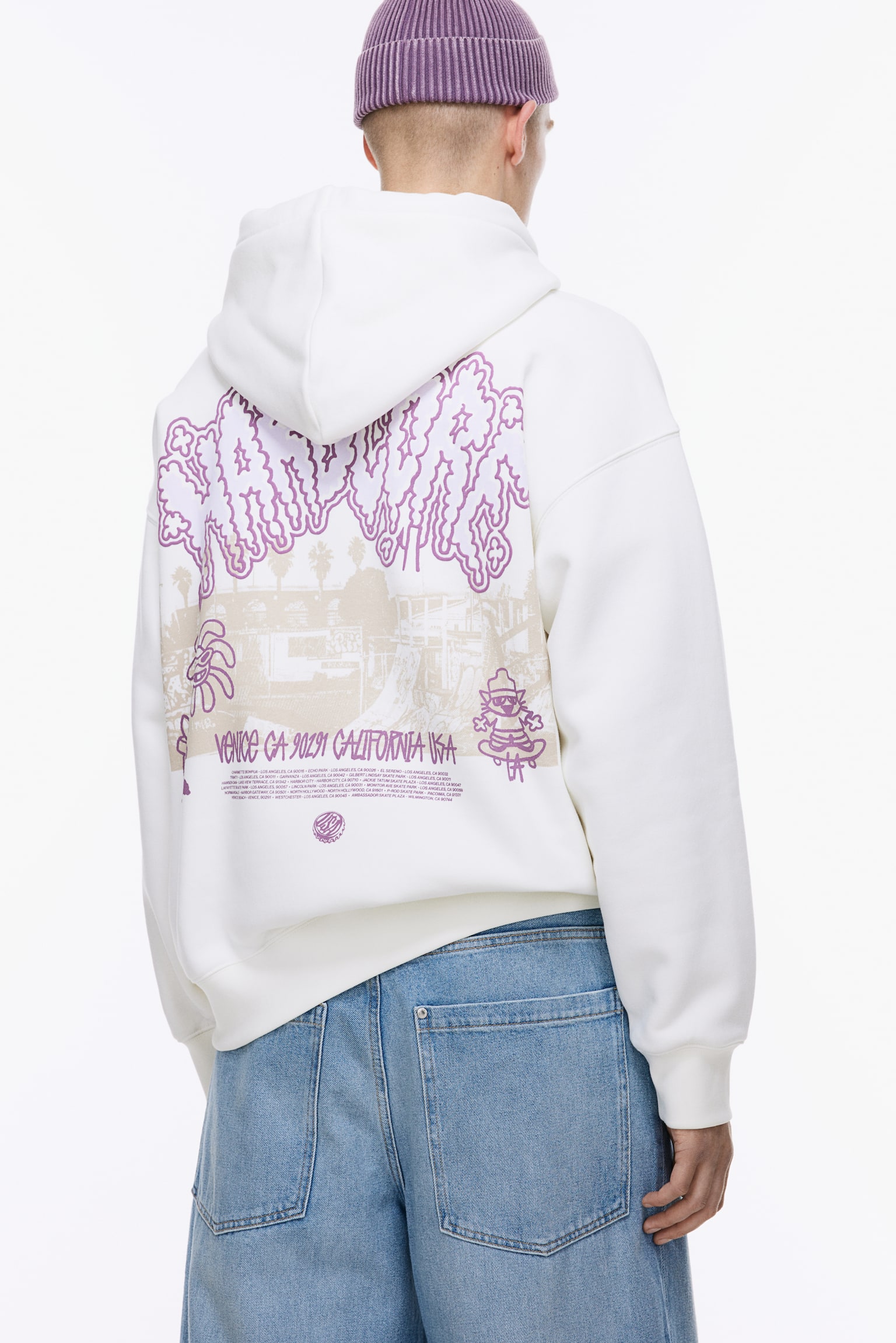 Oversized Fit Design Detail Hoodie - White/Hardcore/Black/Car - 3