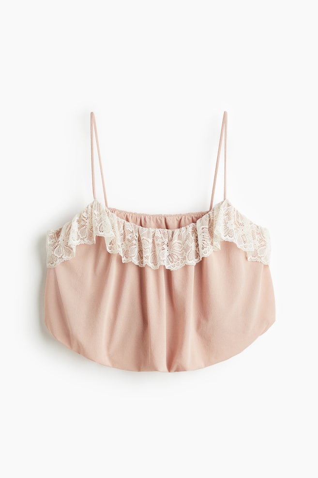 Top de alças abalonado - Rosa pêssego/Branco/Floral - 1