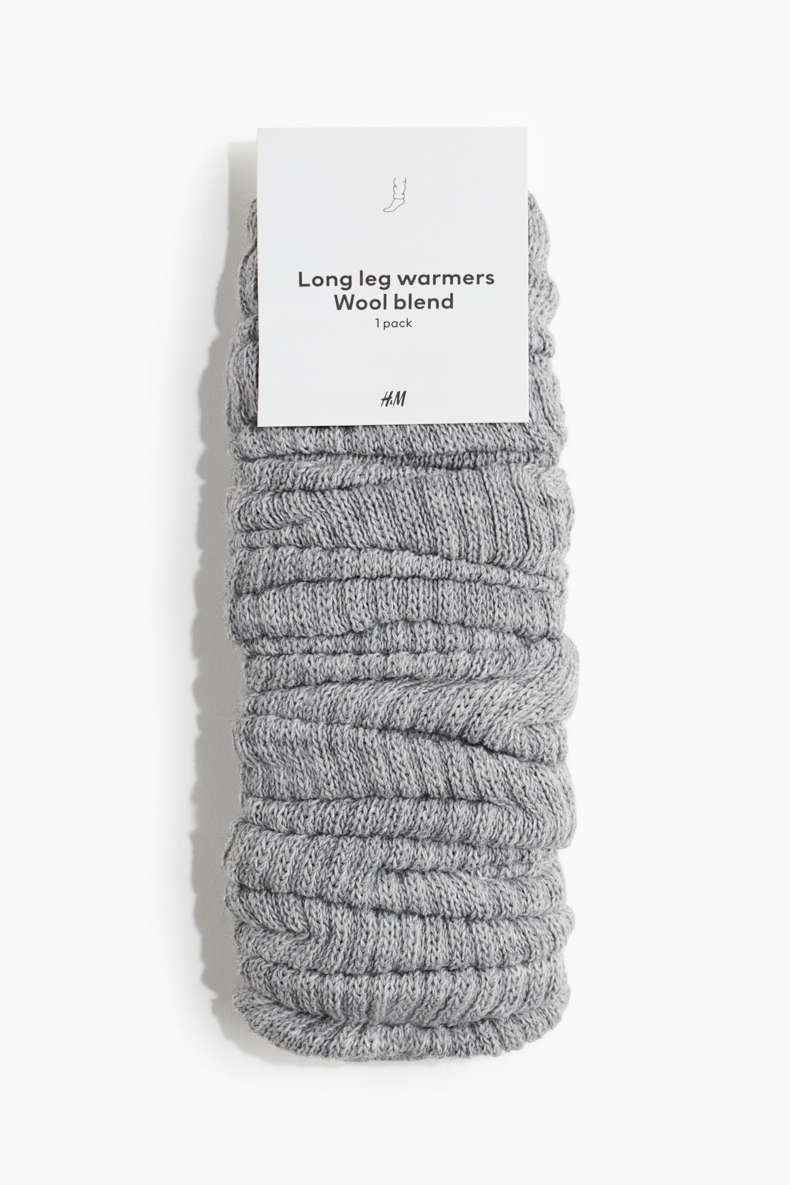 Long rib-knit leg warmers - Light grey marl - 2