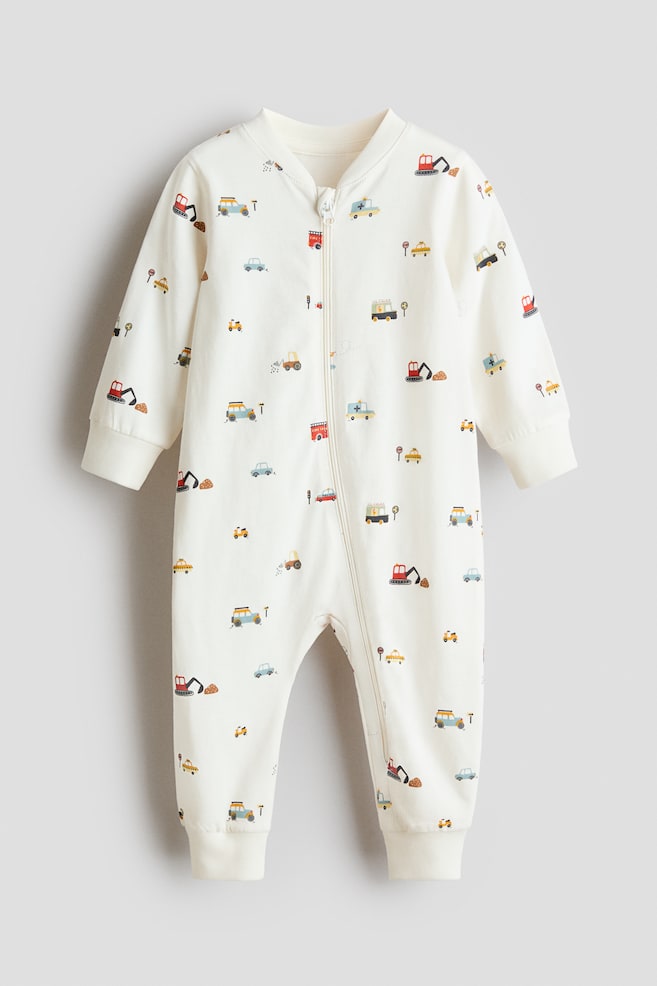 Pyjama imprimé en coton - Blanc/véhicules - 1
