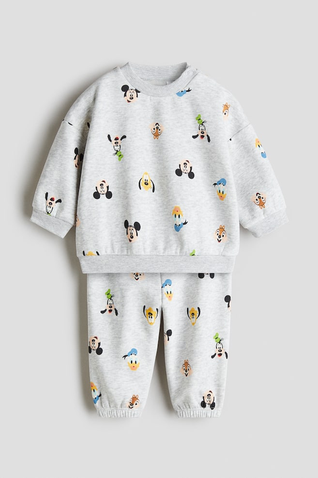 Conjunto estampado de 2 piezas en tejido sudadera - Gris claro/Mickey Mouse - 1