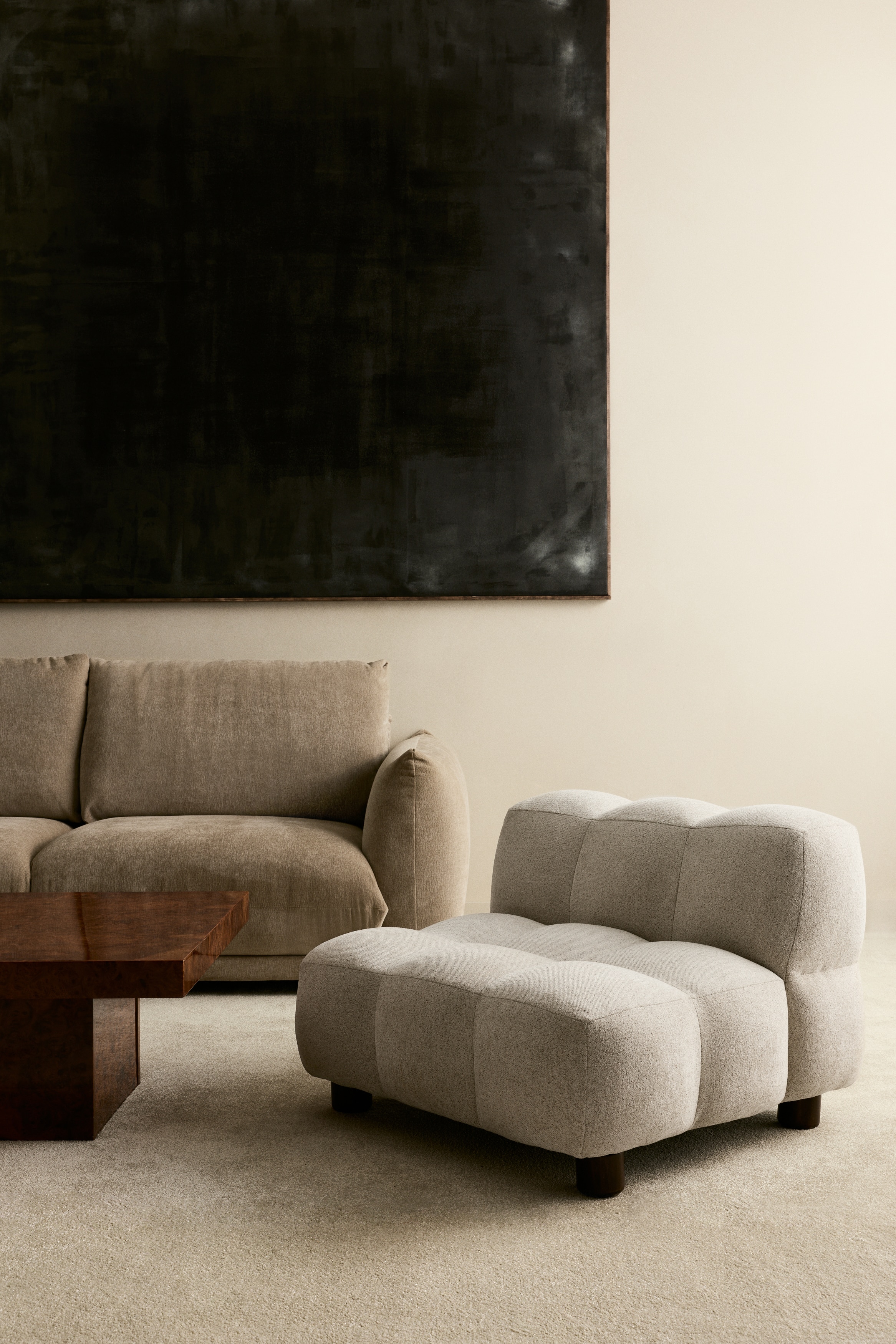 Fauteuil relax modulaire - Beige clair/Marron