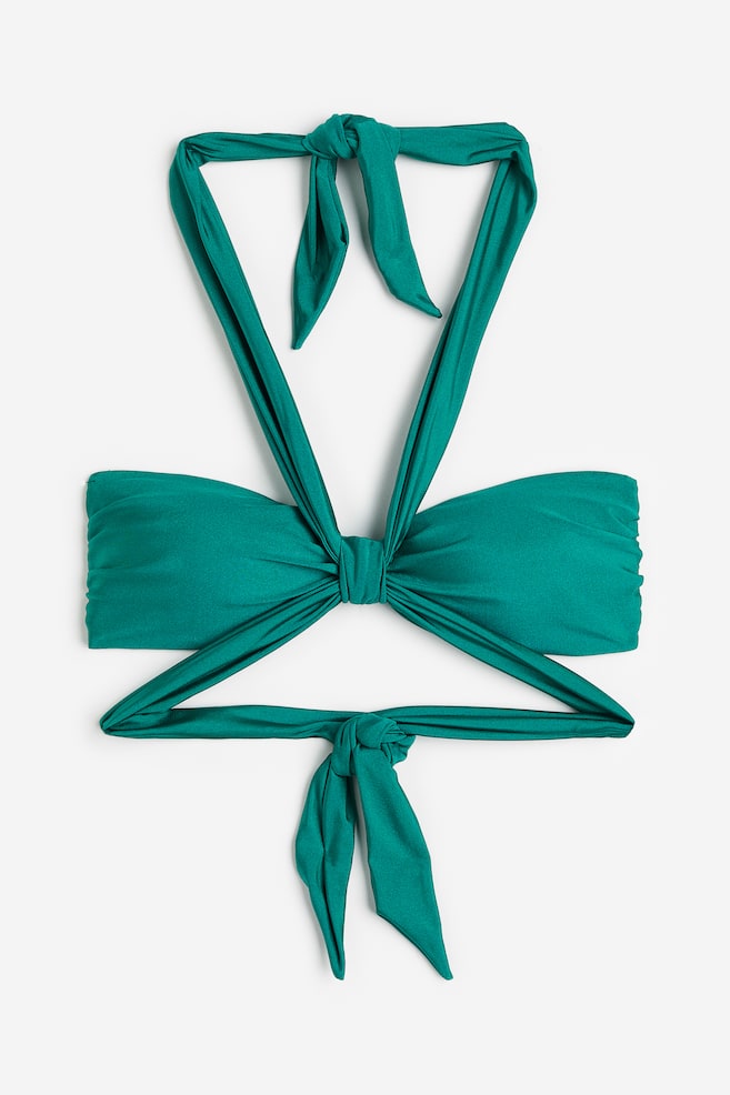 Top bikini a fascia imbottito - Verde/Blu/fiori - 2