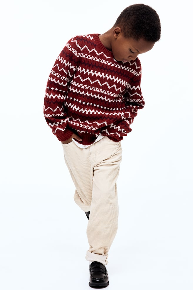 Pullover in maglia jacquard - Rosso/fantasia/Blu navy/dinosauri/Rosso/fantasia - 4