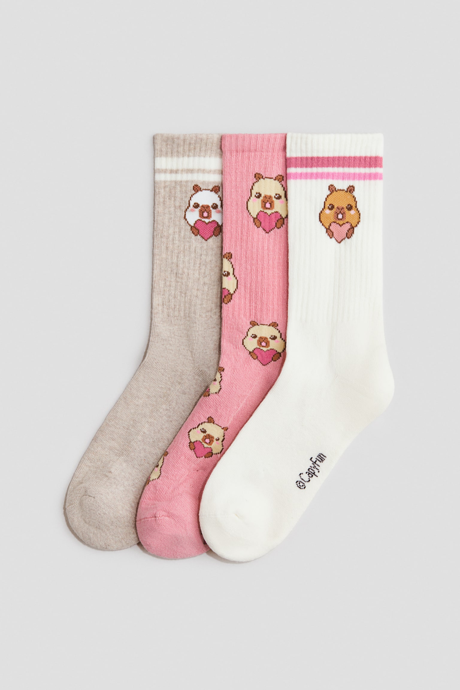 3'lü Motif Detaylı Çorap - Pembe/CapyFun/Tozlu pembe/Miffy