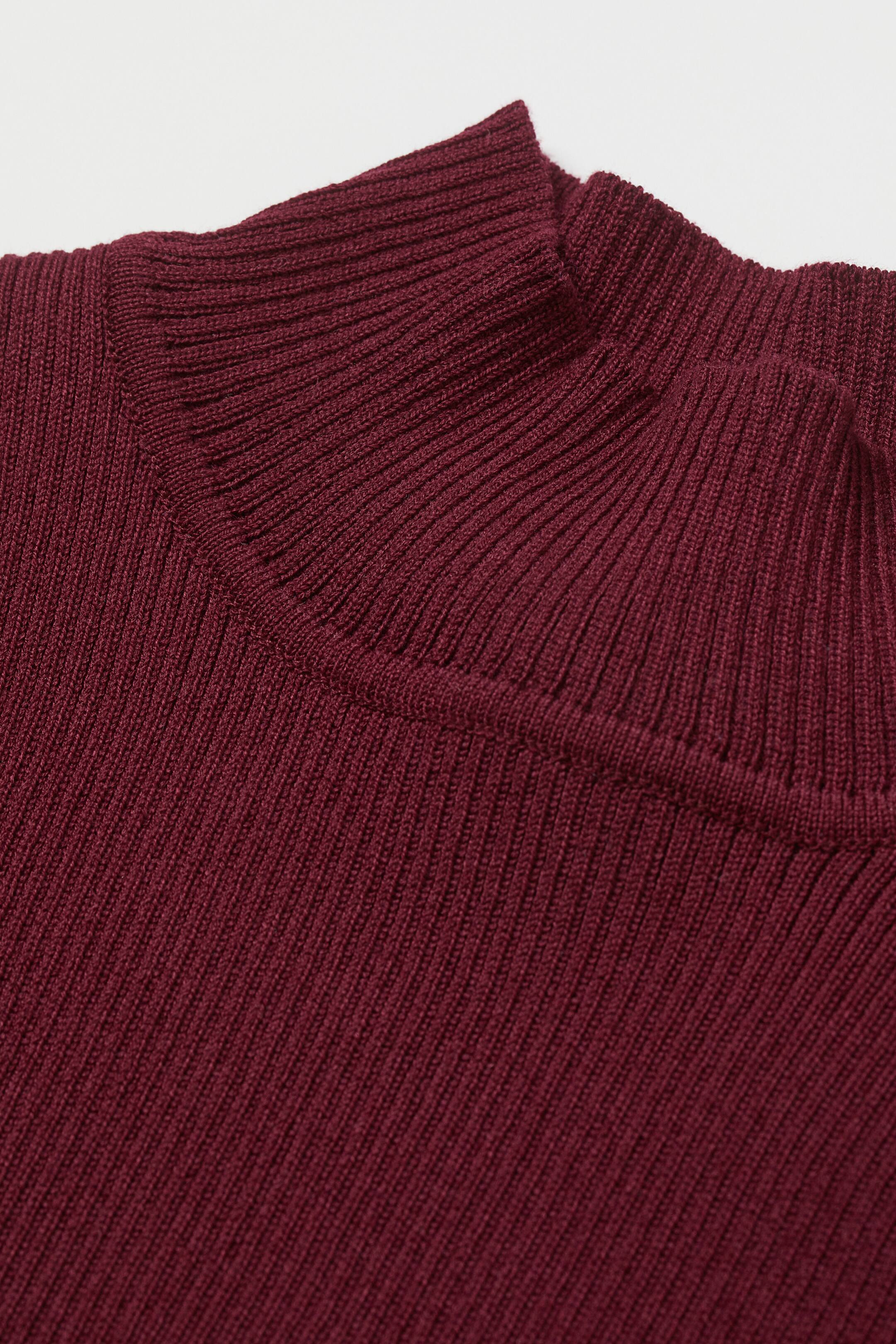 Kort strikket topp - Langt erme - Kort - Mørk rød - DAME | H&M NO
