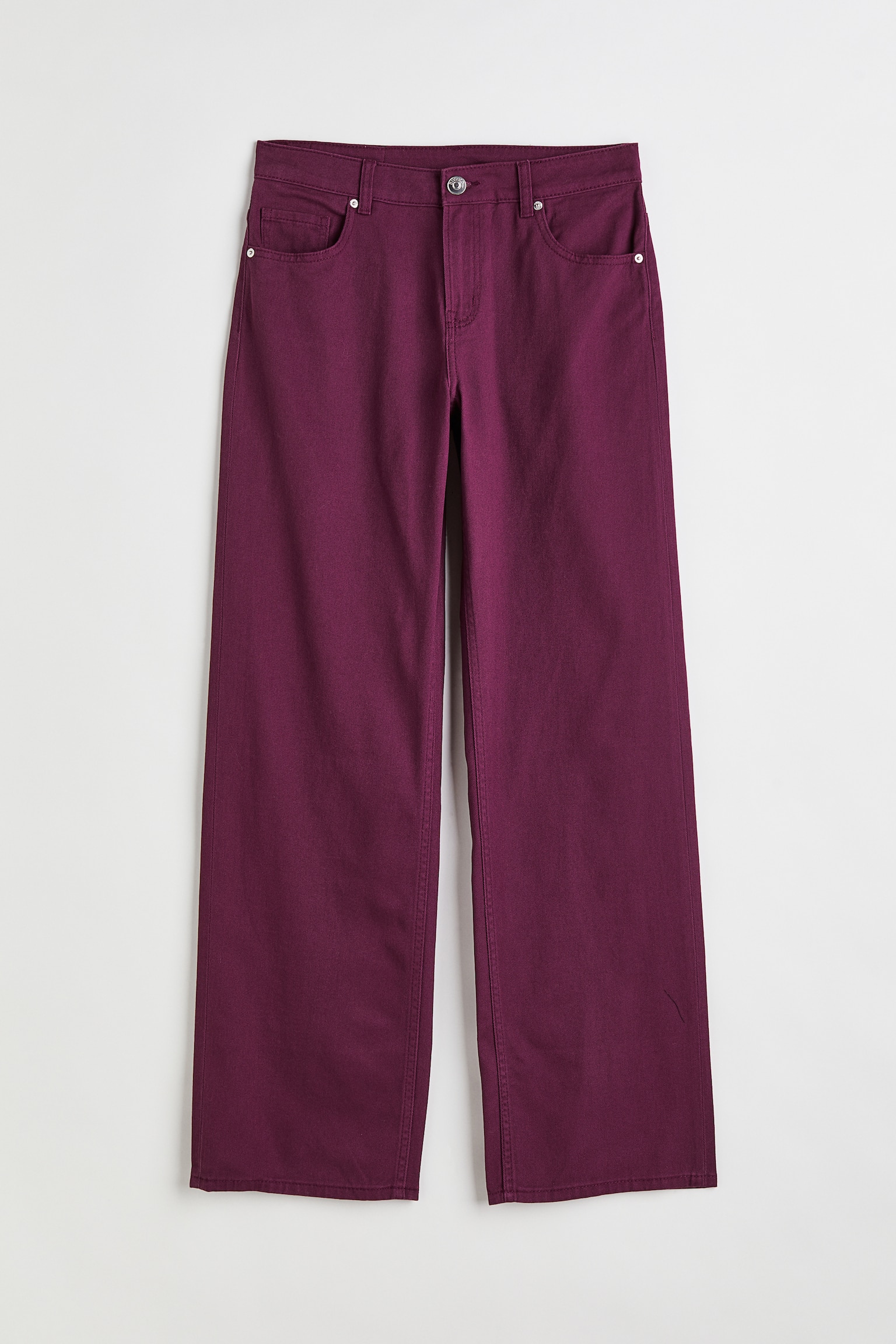 Wide twill trousers - Plum purple