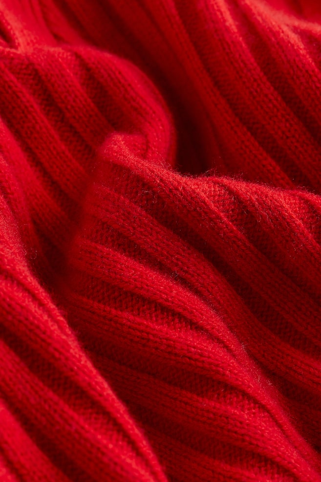 Collared wool jumper - Red/Cream - 5