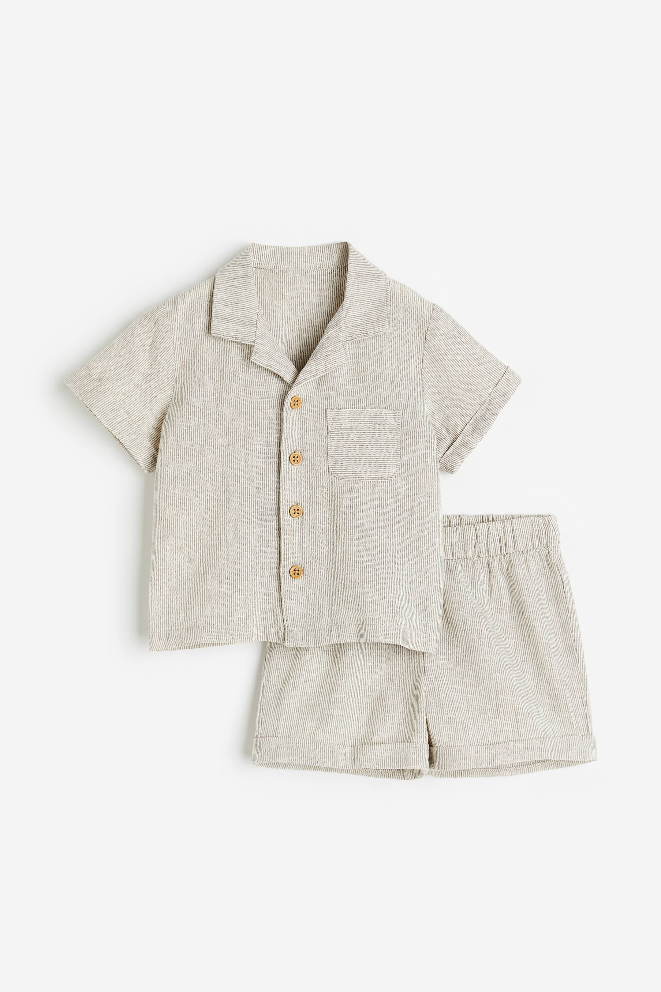 Xem ảnh lớn hơn: Bộ 2 món - Màu be/Kẻ - Kids | H&M VN 1