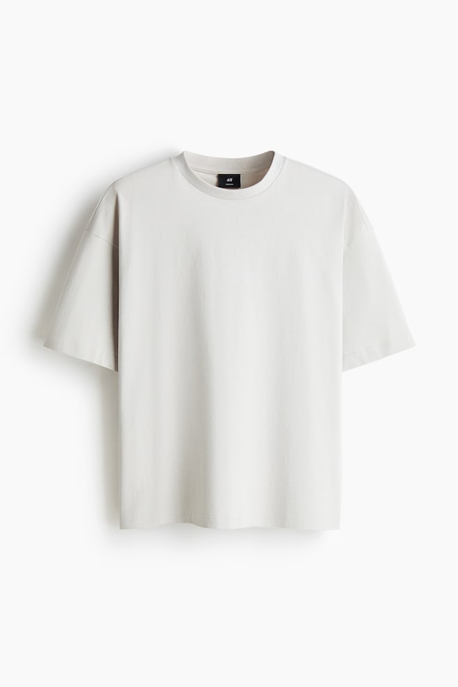 Oversized Cotton T-Shirt - Light gray/White/Black/Blue/Dark khaki green/Light purple/Brown/Cream/striped/Light gray melange/Beige - 1