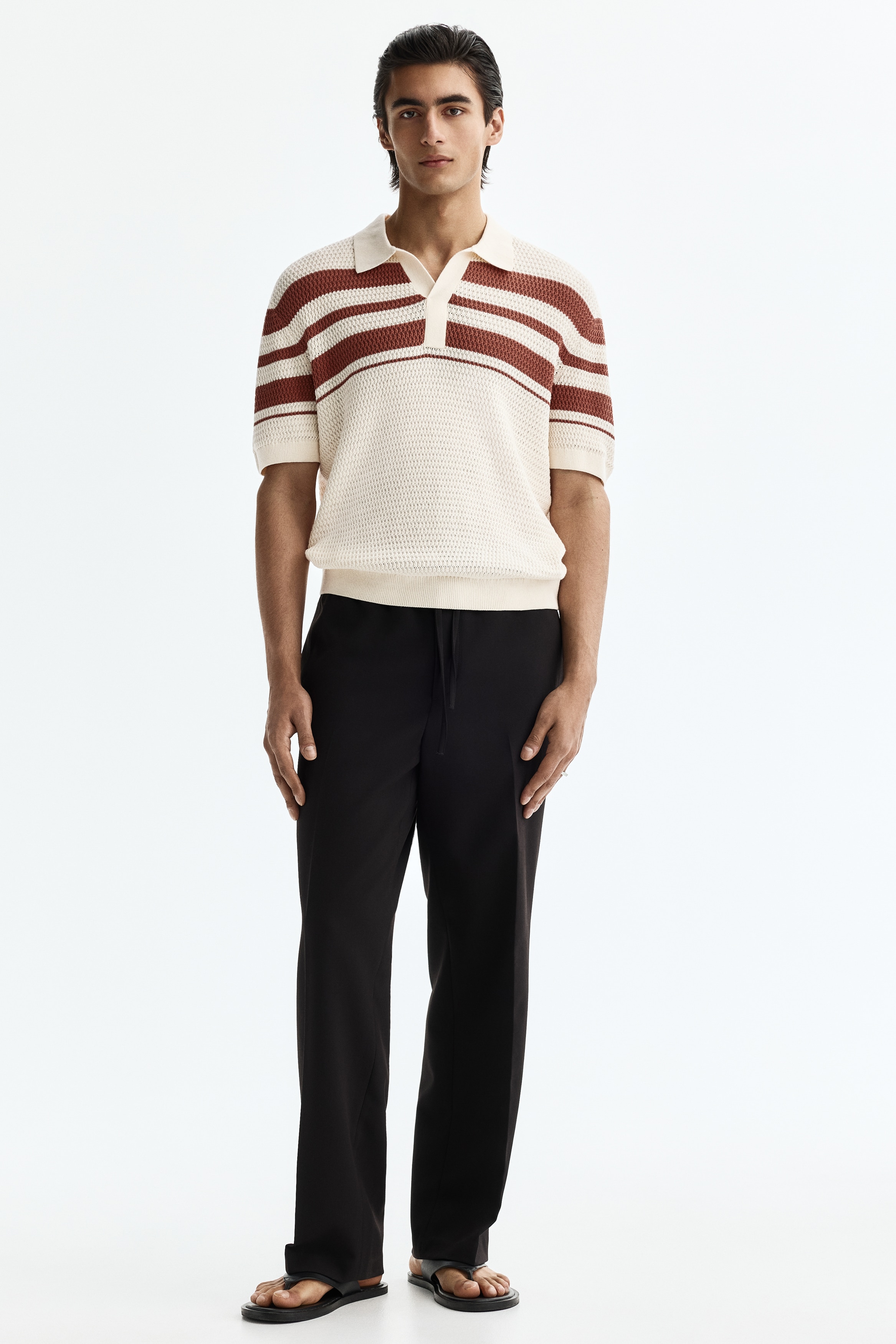 Regular Fit Pointelle-knit polo shirt