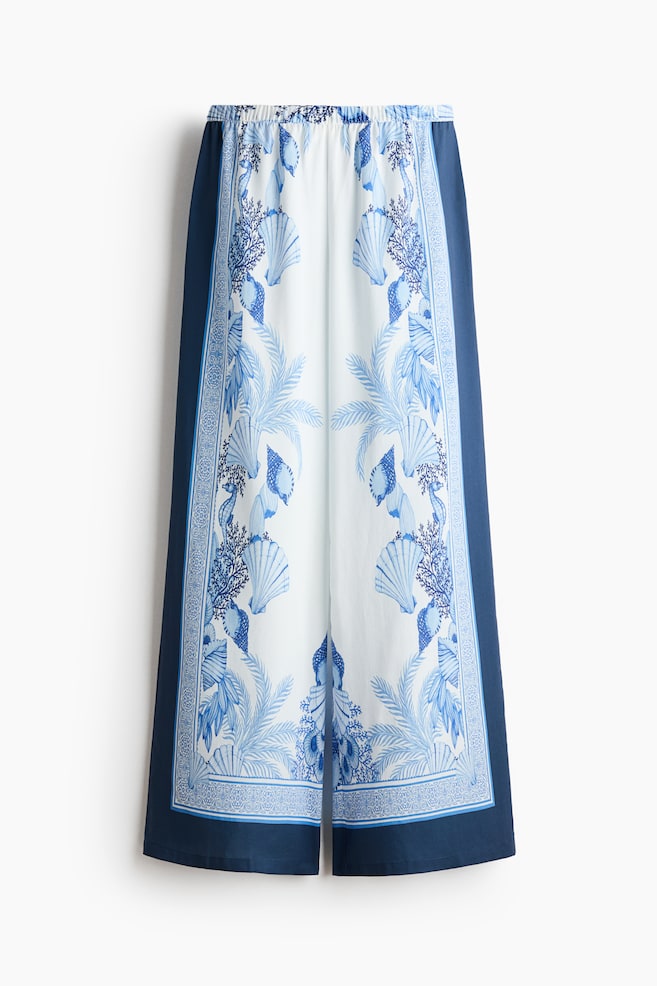 Pantalon large en lyocell - Bleu/motif - 1