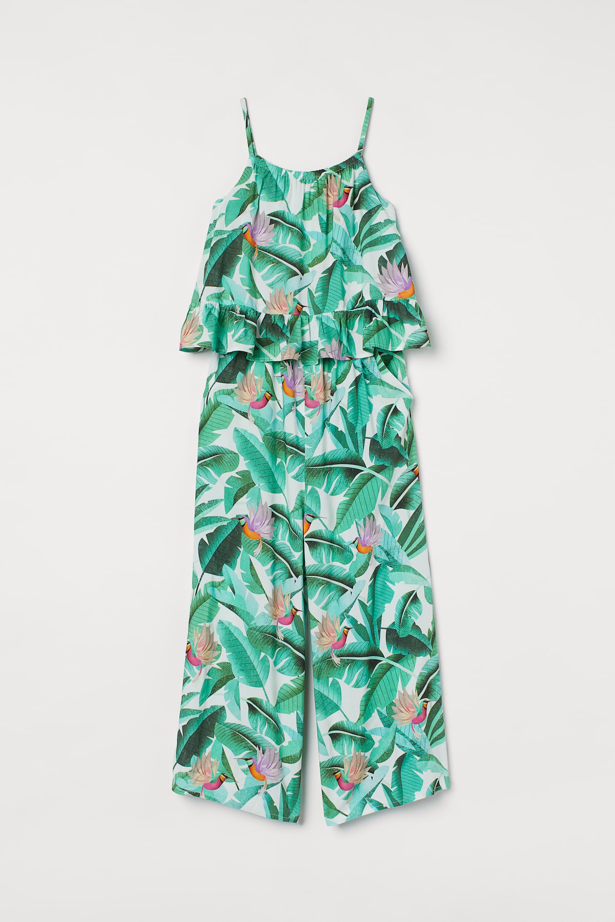 Patterned jumpsuit - Sleeveless - Long - White/Hummingbirds - Kids | H&M GB