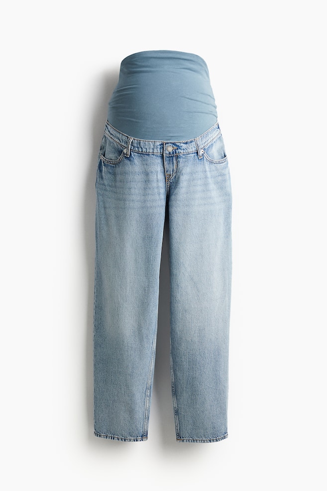 MAMA Mom Loose Ankle Jeans - Lys denimblå/Vasket sort/Denimblå - 2