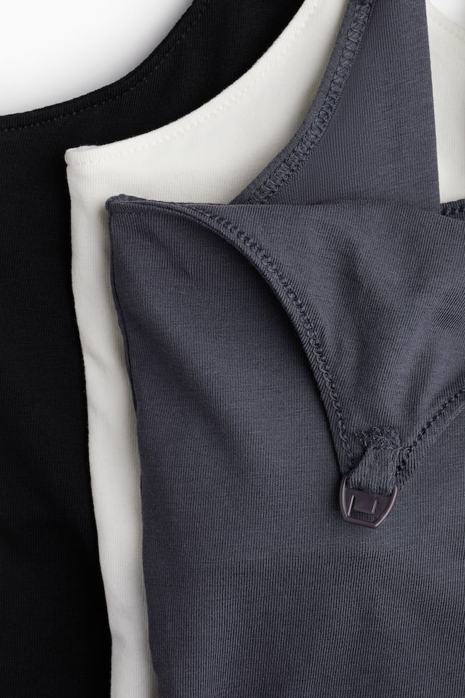 MAMA 3-pack nursing strappy tops-Dark grey/White/Black - 4