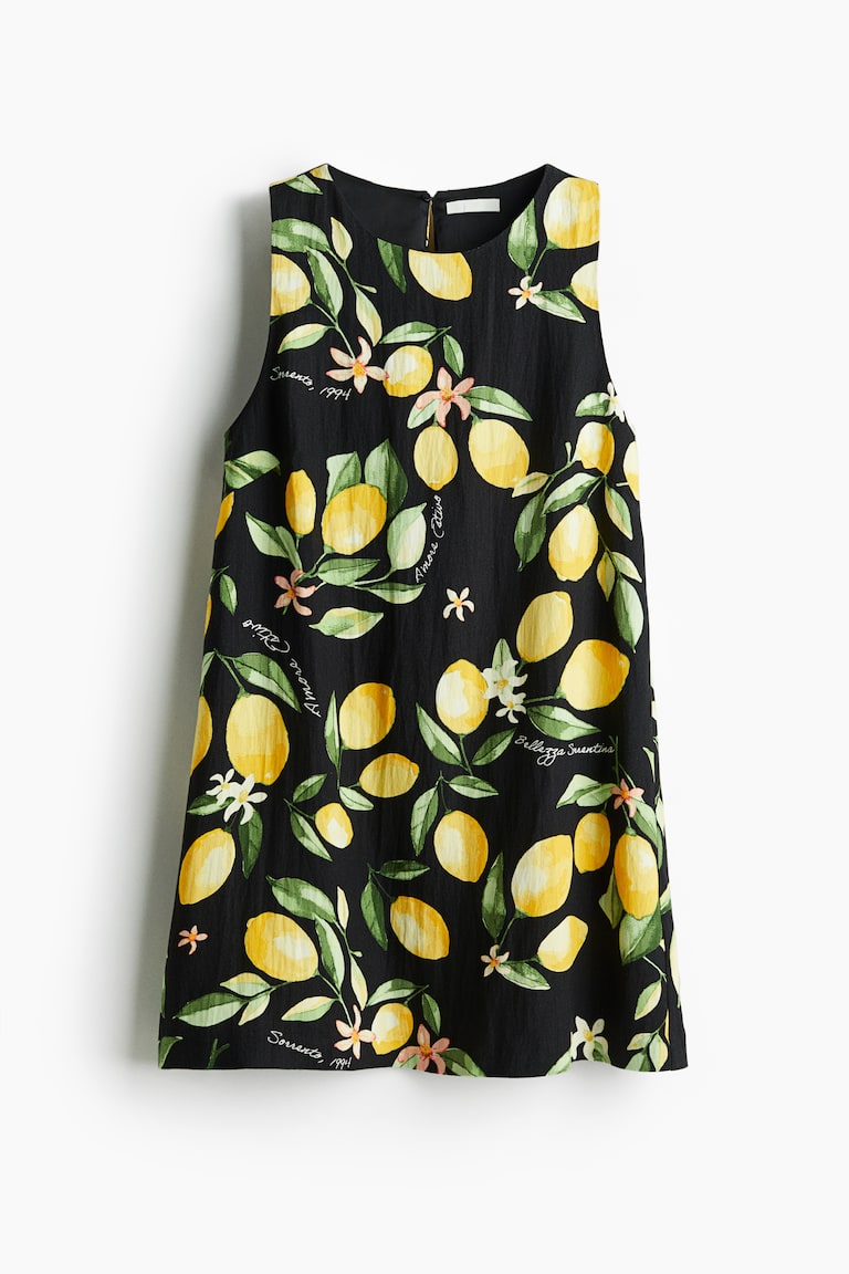 Shift-jurk Zwart/citroenen DAMES H&M NL