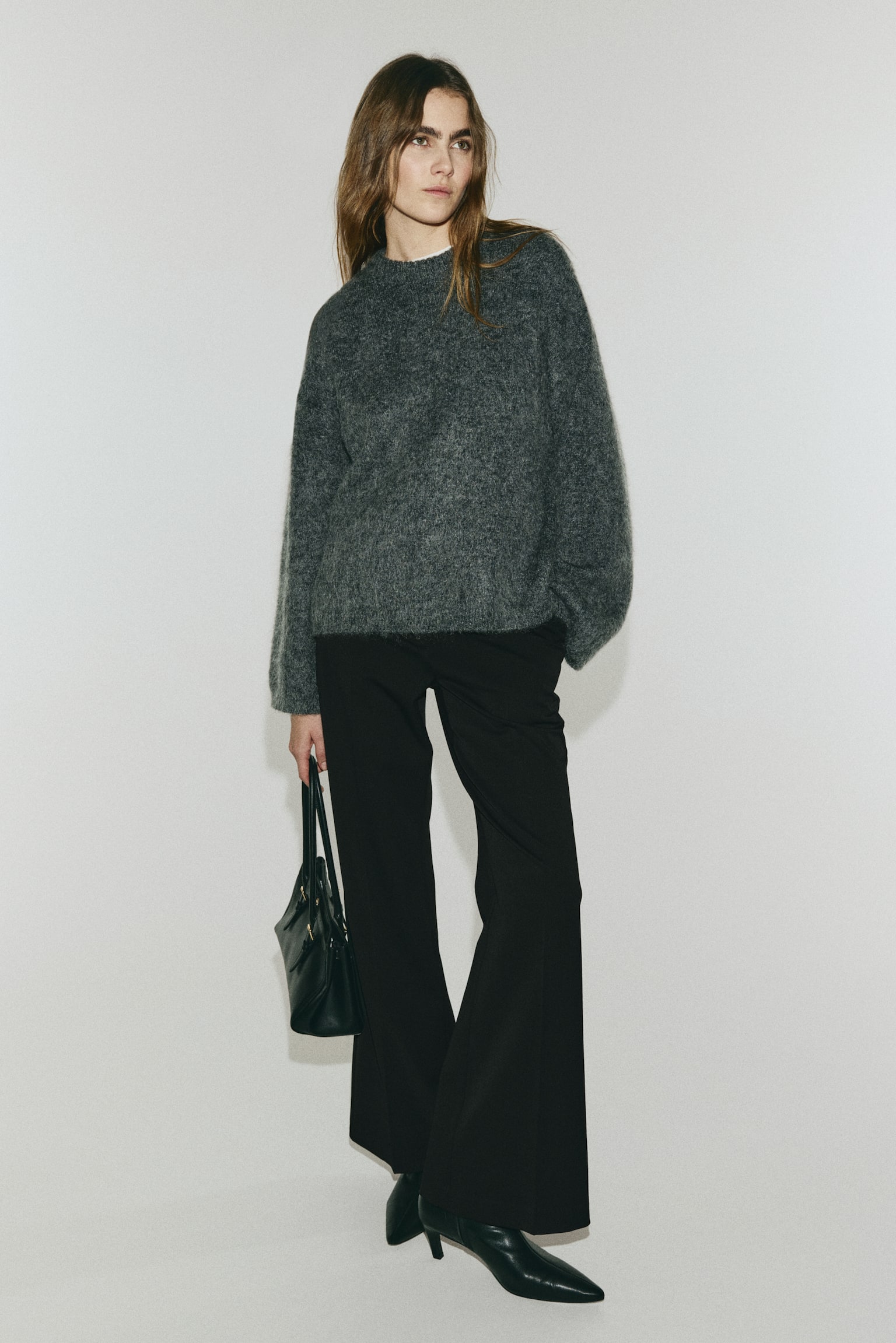 플레어 테일러드 팬츠 - 블랙/다크 더스티 그린/다크 브라운/브라운/차콜 그레이 - 1