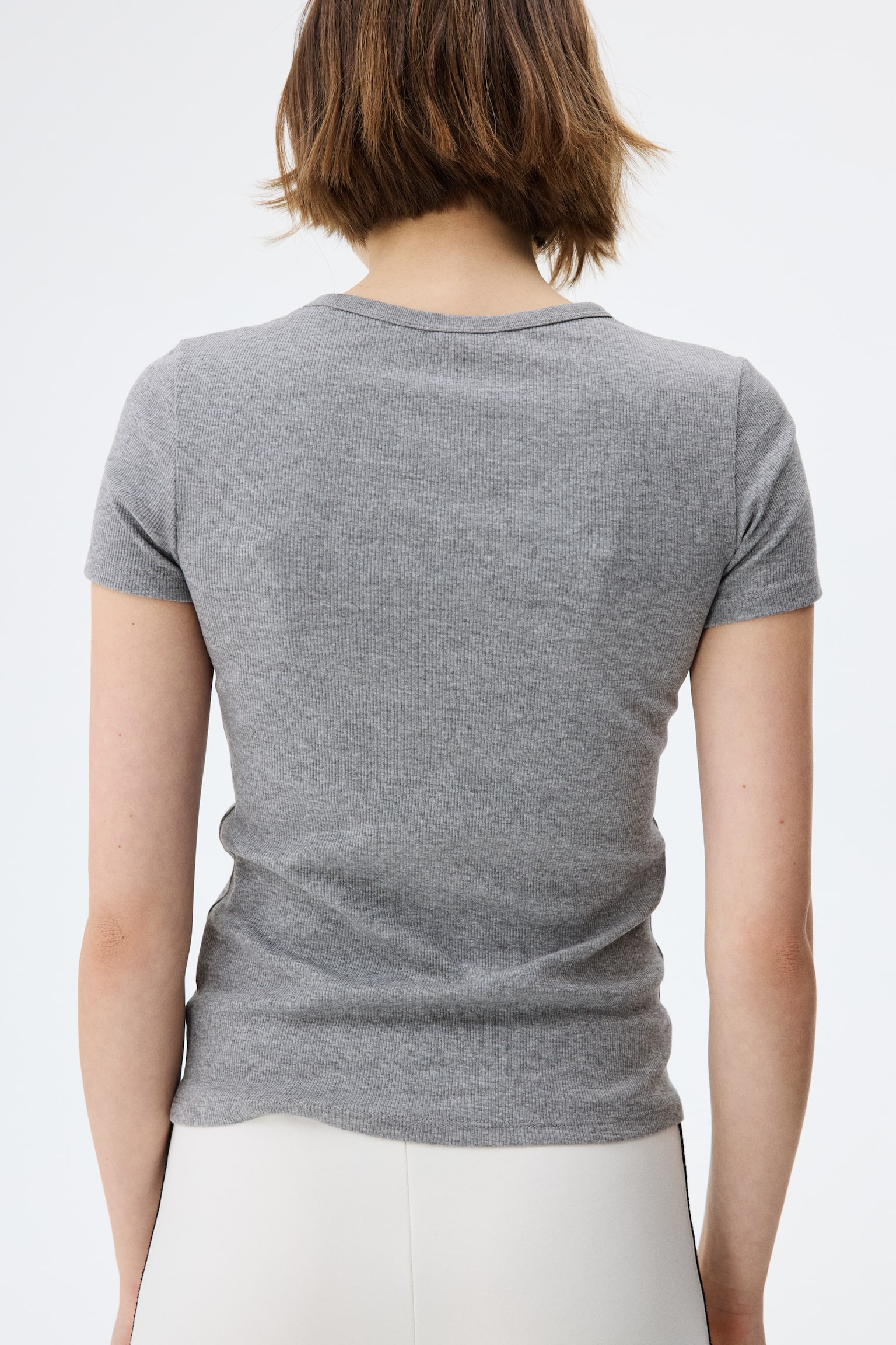 Ribbed T-shirt - Grey marl/Navy blue/Dark mole/Light dusty pink/Light beige/Black/Dark red/White/Light beige marl/Light blue-grey/Navy blue - 7