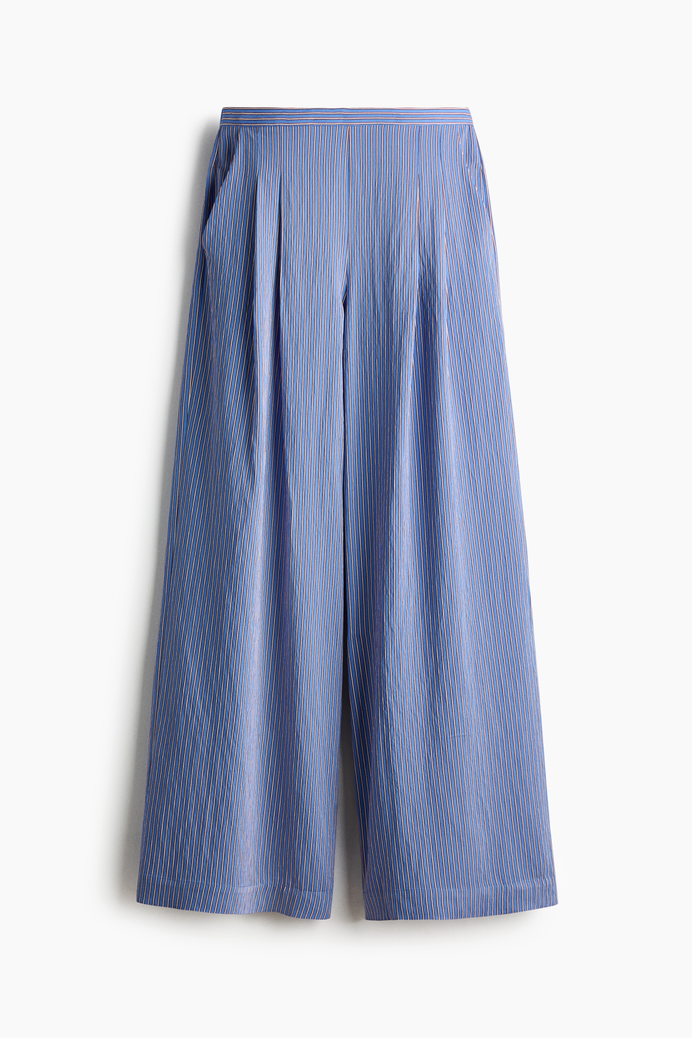 Pantalon droit avec taille élastique - Bleu/rayé