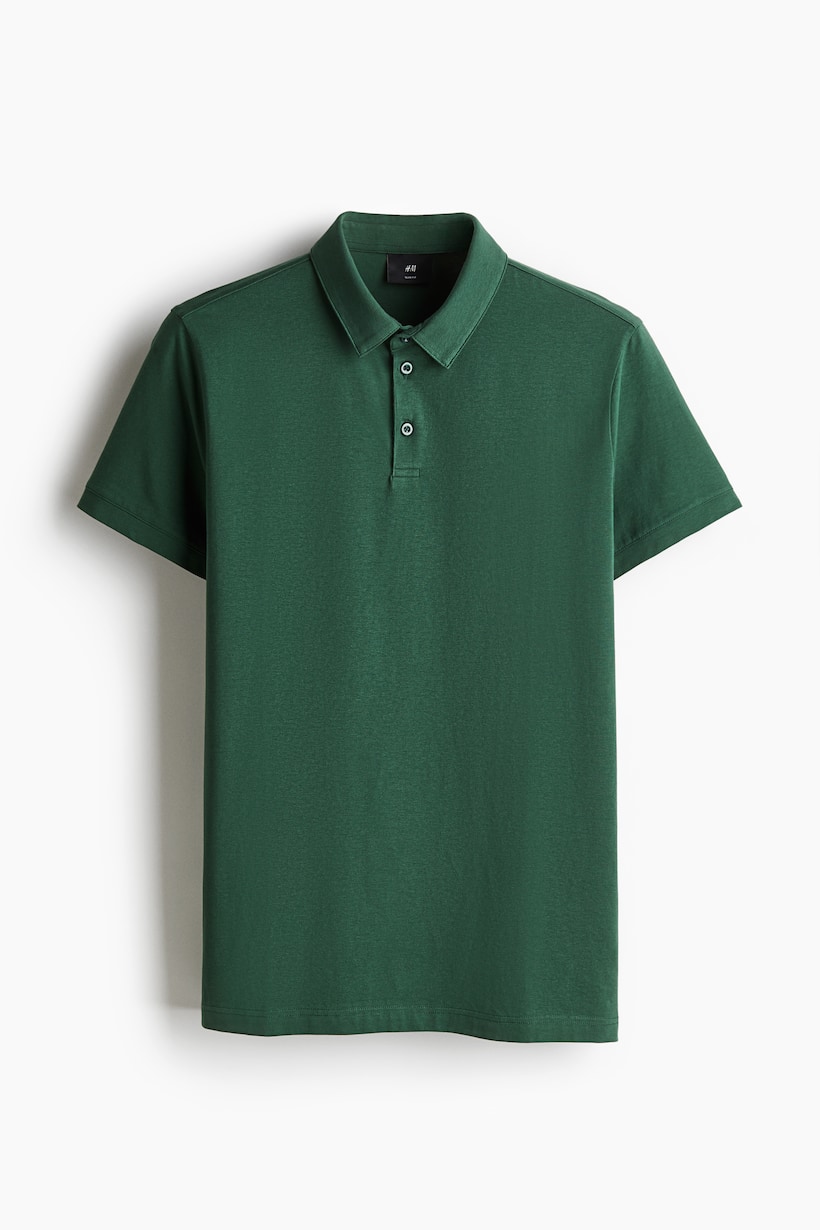 Men's Green Polo Shirts Patterned, Plain More H&M IN