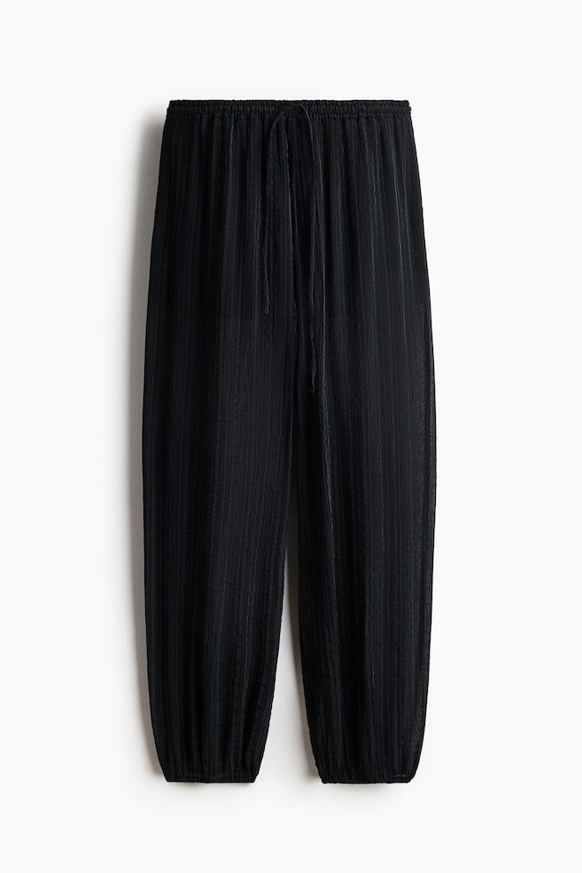 Crinkled balloon trousers - Dark grey/Beige - 1